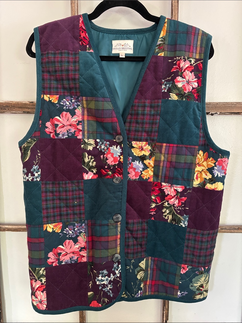 Vintage Susan Bristol quilted patchwork vest